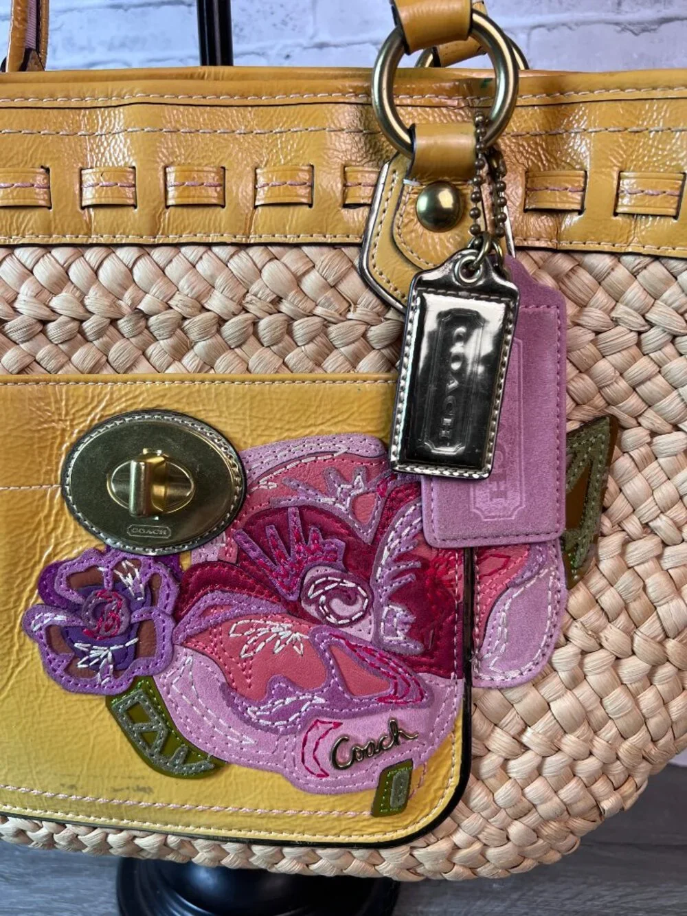 2010 Coach Poppy Straw Tote Bag Applique Bag Summer